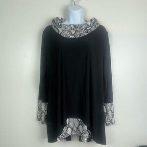 Black Tunic with Snake Skin Cowl Neck
